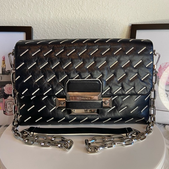 Versace EUC Ryder Leather Shoulder Bag w/Box, Dust Bag, COA - Picture 1 of 16